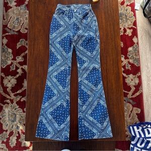 Revice Venus Flares pattern blue jeans